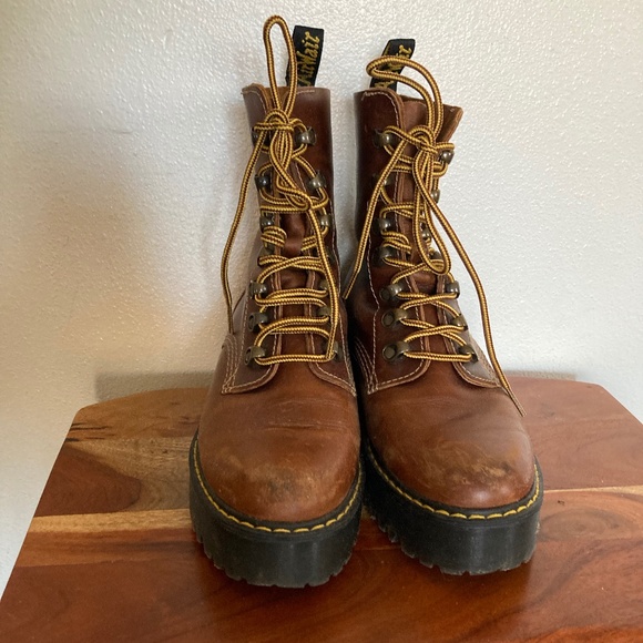doc Martens  leona lace up block heel platform leather boots - Picture 4 of 10
